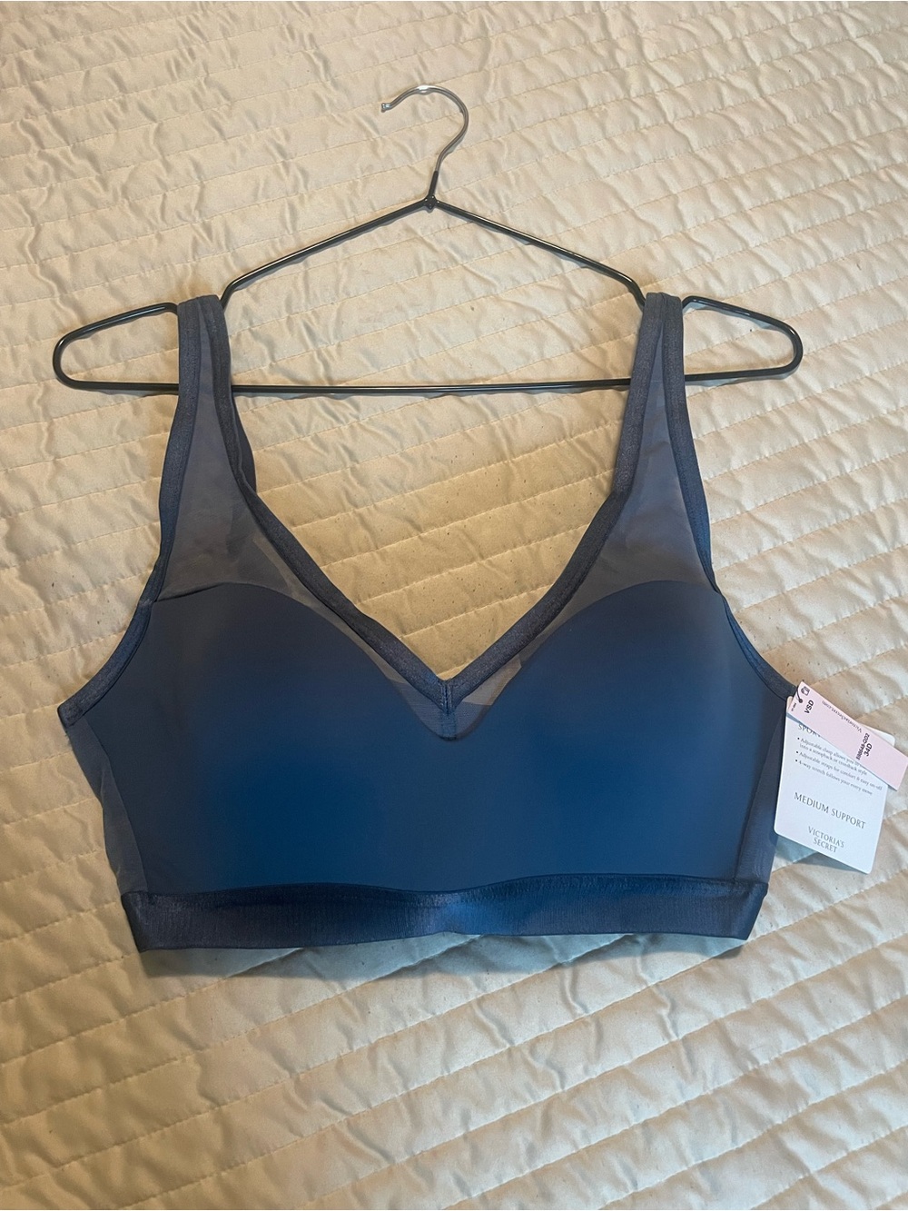 Victoria's Secret Navy Blue Mesh V‑Neck Sports Bralette
